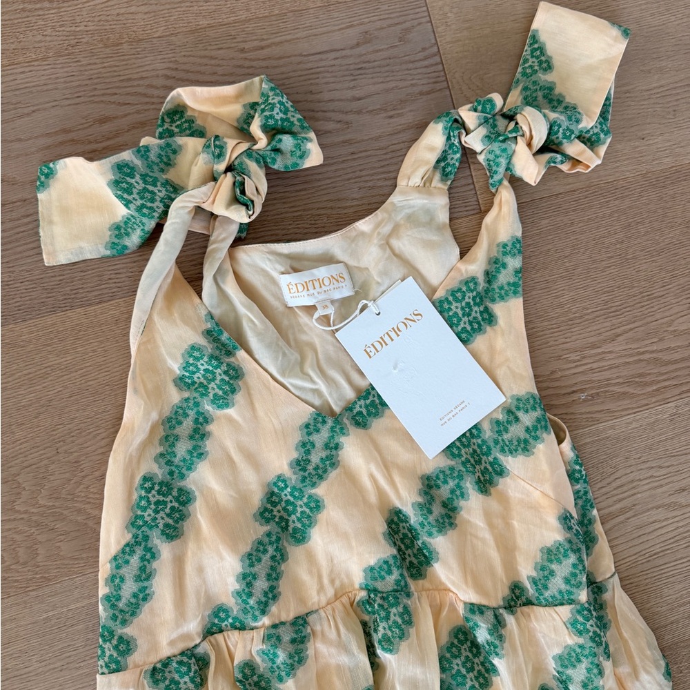 NWT Sezane Editions Robe Longue Marina Jaquard Vert Green size 6 - Picture 7 of 7